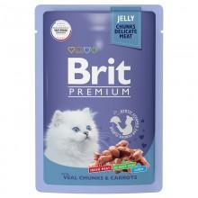 Brit Premium Пауч для котят Телятина с Морковью в желе