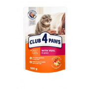 Club 4 Paws Премиум консервированный корм для кошек с телятиной в соусе