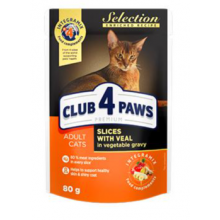 Club 4 Paws Premium Selection консервированный корм для кошек "Кусочки с телятиной в овощном соусе"