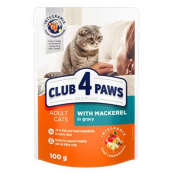 Club 4 Paws Премиум консервированный корм  для кошек с макрелью в соусе 100 гр.