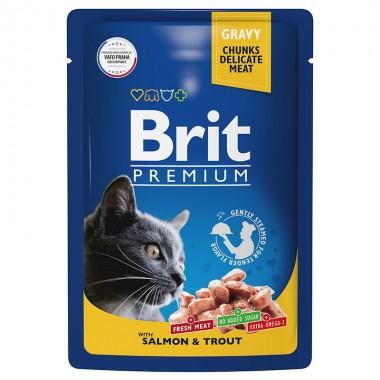 Brit Premium Пауч для взрослых кошек лосось и форель в соусе