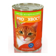 PROхвост Консервированный корм для кошек мясное ассорти, 415 г