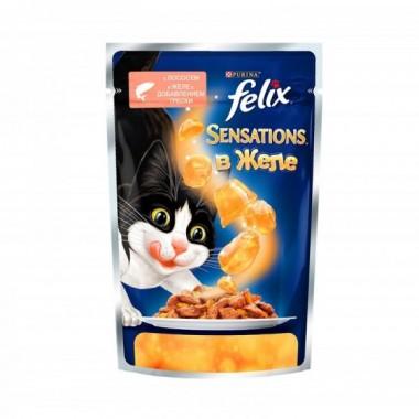 Felix Sensations пресервы для кошек в желе (Лосось и треска) 85 гр.