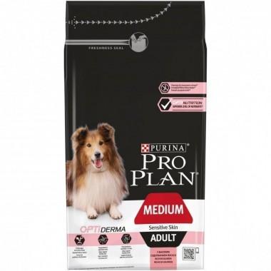 Pro Plan Medium Adult Sensitive Skin корм сухой, полнорационный для взрослых собак средних пород с чувствительной кожей, с лососем и рисом. 1 кг.
