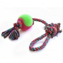 Игрушка для собак "Верёвка с петлей, 2 узла и мяч", d65/430мм