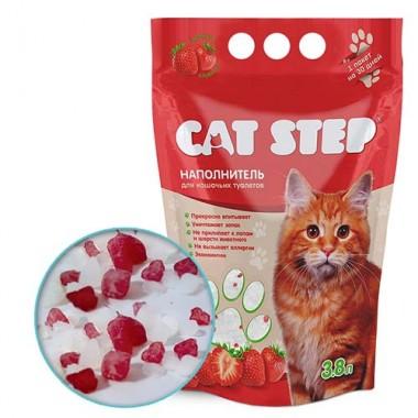 Наполнитель для кошачьих туалетов Cat Step "Клубника" 3,8 л, силикагелевый впитывающий