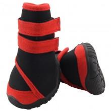 Ботинки для собак черные с красным, 60*55*70мм