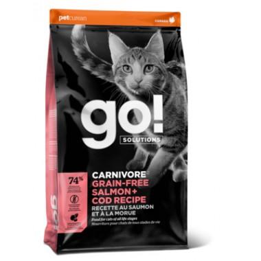 "G.O natural holistic" беззерновой корм для котят и кошек, с лососем и треской, GO! CARNIVORE GF Salmon + Cod