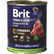 Консервированный корм BRIT Premium, говядина и сердце
