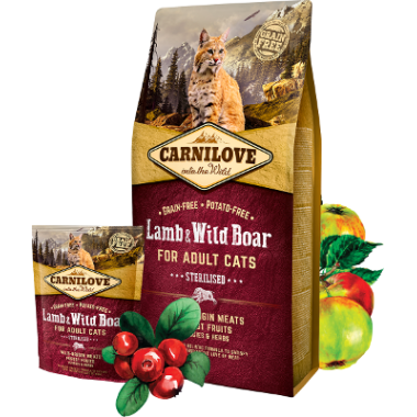 Carnilove Lamb & Wild Boar for Adult Cats–Sterilised д/кастрированных котов, ягненок и дикий кабан
