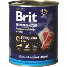 Консервированный корм BRIT Premium, говядина и рис