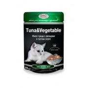 Влажный корм "Gina Tuna&Vegetable" для кошек с тунцом и овощами (в соусе)